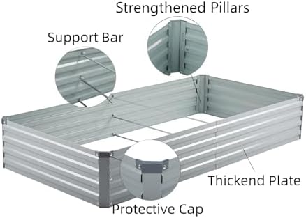 Meberam 2 Pack 6x3x1FT Galvanized Raised Garden Beds Kit Outdoor Metal