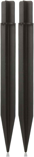 8.25" Reinforced ABS Plastic Solar Ground Spikes - Durable Solar Light Replacement Stakes for Garden, Pathway, Deck, Camping, Christmas Lights (Fits 0.83" Inside Diameter) (Black-2 Pack)