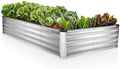 Plant & Plot Galvanized Raised Garden Beds Outdoor // 8×4×1 ft Planter Raised Beds for Gardening, Vegetables, Flowers (Silver) // Large Metal Garden Box // Patented Tool-Free Design