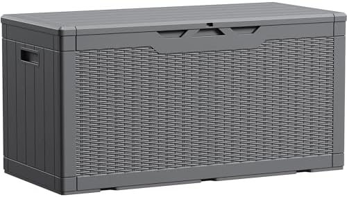Devoko 100 Gallon Waterproof Resin Deck Box, Large Outdoor Storage Box