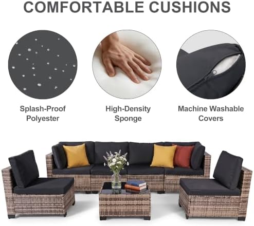 7-Piece Modular Outdoor Sectional Wicker Patio Furniture Set