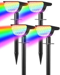 GKGG Solar Spot Lights Outdoor, IP65 Waterproof RGB Color Changing Solar Landscape Lights with 7 Lighting Modes for Yard, Garden, Trees, Pathway & Halloween Decorations Outdoor (Multicolor, 4 Pack)
