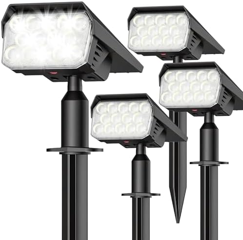 Solar Lights Outdoor Waterproof IP65, 56 LED 3 Lighting Modes Solar Spot Lights Outdoor, Solar Powered Landscape Lighting for Yard Pathway Garden, 4 Pack (Cool White)