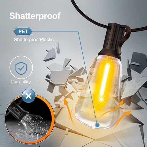 Outdoor String Led Patio Lights - 50Ft 15M Outside Waterproof Light