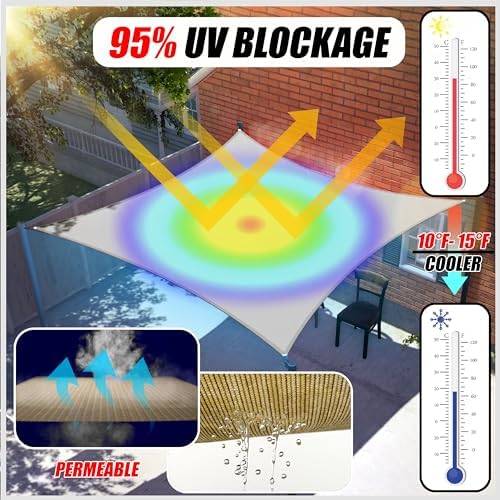 Colourtree TAPR1616 Custom Size 6' x 7' White Sun Shade Sail Canopy UV Block UPF50 Rectangle - Commercial Standard Heavy Duty - 190 GSM - 3 Years Warranty