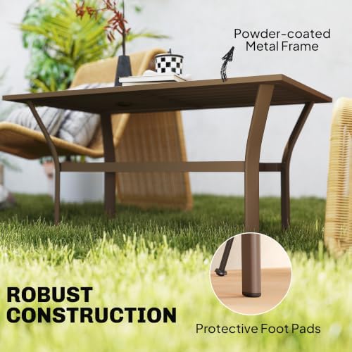Outsunny Outdoor Coffee Table All-Weather Slatted Tabletop Brown