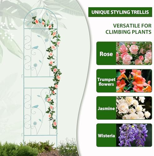 86.5" x 19.7" Metal Garden Trellis for Climbing Plants Outdoor
