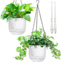 Melphoe 2 Pack Self Watering Hanging Planters Basket Indoor Hanging Flower Pots, 6.5 Inch Outdoor Hanging Plant Pot Basket, with Extra 30 Inch Macrame Plant Hanger for Garden Home Decor