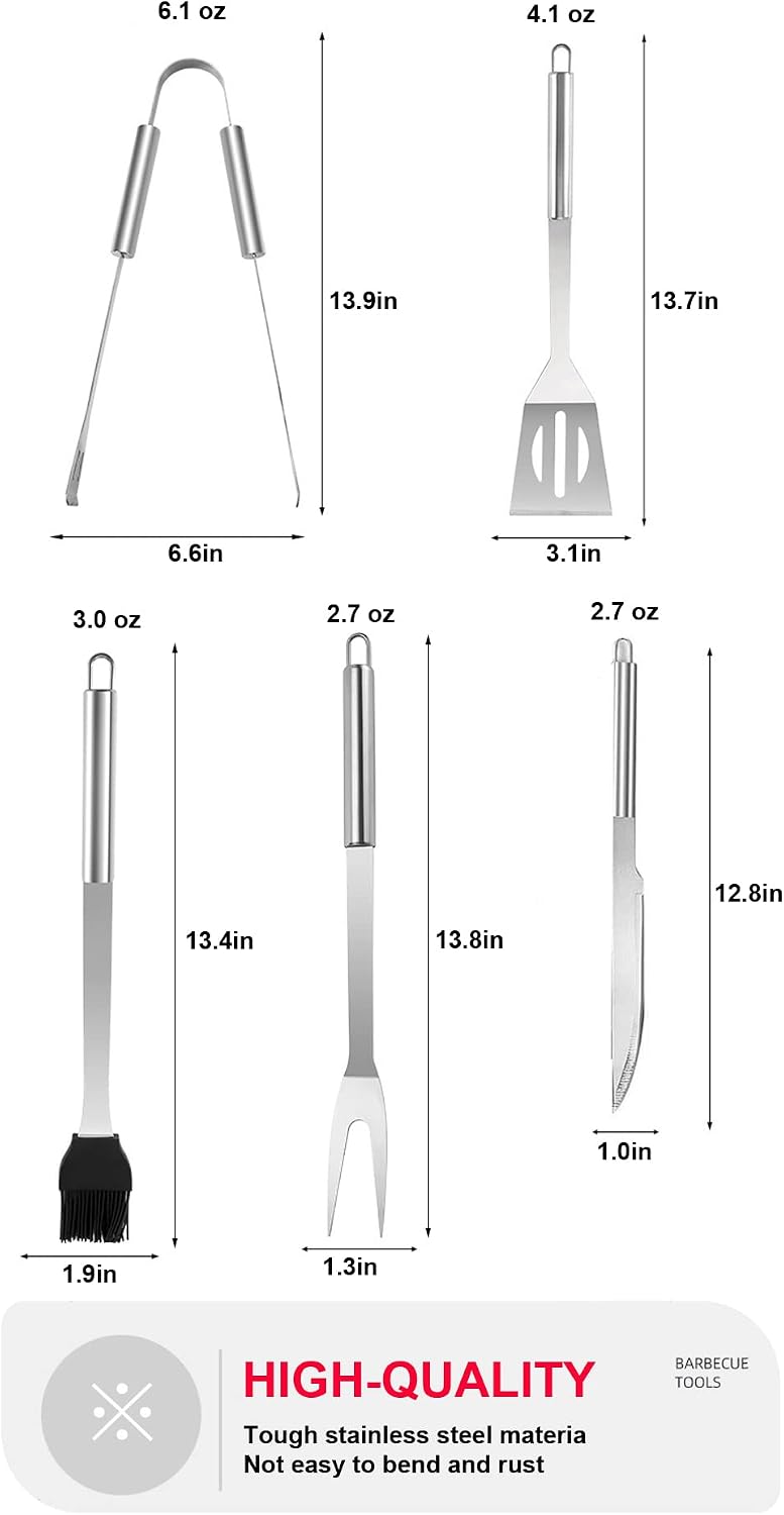 BBQ Grill BBQ Accessories, Stainless Steel Grill Tools Grilling Accessories Grill Set Barbecue Grill Accessories for Outdoor Grill, BBQ Tools Grill Utensils Grilling Tools