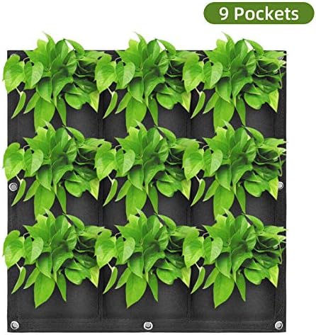 Hanging Planting Grow Bags, 9 Pockets Hanging Vertical Wall Planter