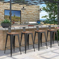 HAOBO Home 24" Outdoor Barstools Patio Stool Metal Bar Stools Set of 4