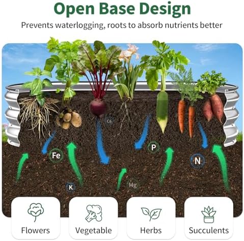 Kesfitt Raised Garden Bed, 5x2x1 FT Galvanized Steel Metal Raised