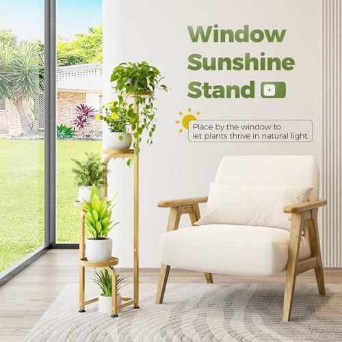 Bamworld Corner Plant Stand Indoor Outdoor Tall Metal Flower Pot Stands