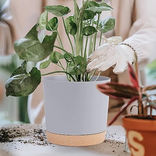 QCQHDU 10 inch Plant Pot, 2 Pack Planters for Indoor Plants with