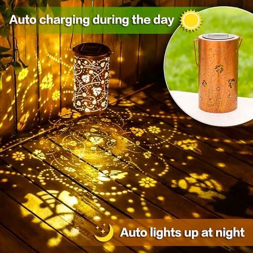Ladybug Solar Lanterns Outdoor Waterproof Hanging Solar Lights Ladybug Gifts for Women Men Metal Decorative LED Ladybug Lanterns for Garden Decor,Yard,Patio,Lawn,Tabletop,Pathway,Landscape