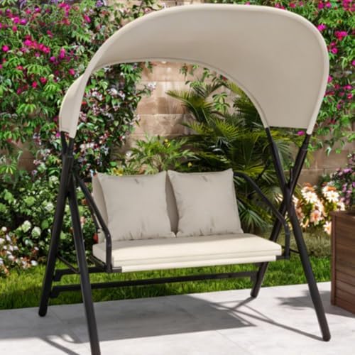 U-MAX 2 Seat Outdoor Porch Swings for Adults Patio Swings with Canopy