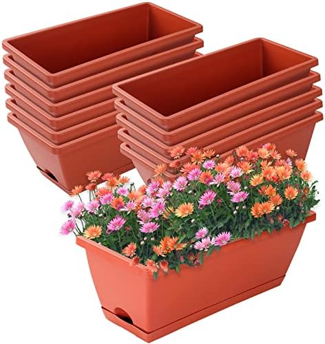 Window Box Planter,12Pack Plastic Vegetable Flower Planters Boxes