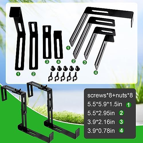 Leinuosen 8 Pcs Adjustable Window Boxes Brackets Planter Box Bracket Heavy Duty Deck Railing Hanging Flower Stand for Windowsill Garden Fence Balcony (Black)