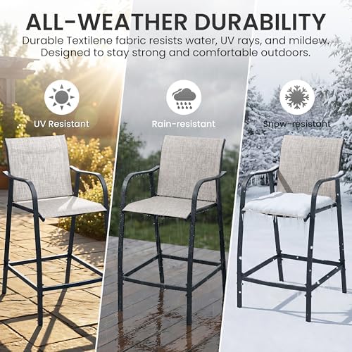 Crestlive 28.7" Outdoor Bar Stools Set of 4, 500 lb Mesh Patio Bar Chairs
