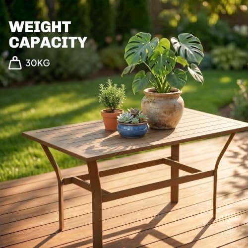 Outsunny Outdoor Coffee Table All-Weather Slatted Tabletop Brown