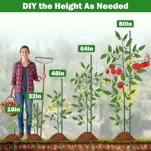 Garden Stakes 20 Pack, 16 Inch Plastic Coated Metal Plant Support