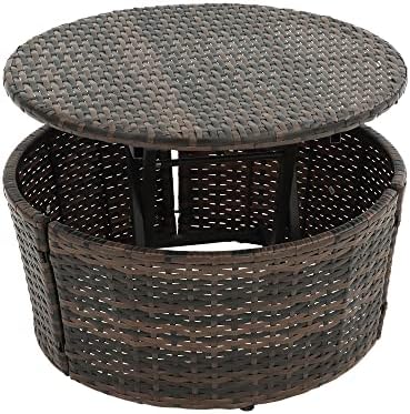 Outdoor Patio Rattan Round Daybed with Retractable Canopy, Wicker Furniture Round Poolside Sofa Sunbed with Removable Cushions, Backyard, Porch, Beige Steel