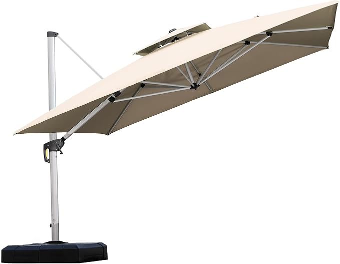 PURPLE LEAF 11 Feet Double Top Deluxe Square Patio Umbrella Offset Hanging by PURPLELEAF
