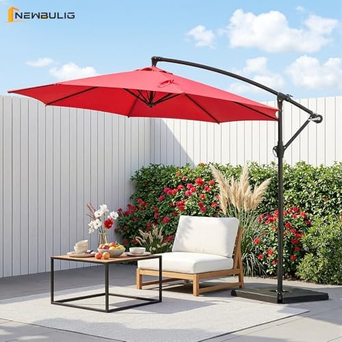 NEWBULIG 10FT Patio Umbrella, Cantilever Umbrella, UV Protection