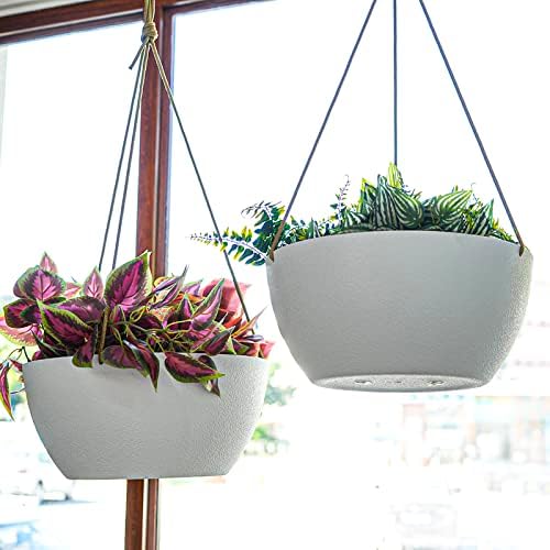 SwinDuck 12 Inch 2 Pack Large Hanging Planters for Indoor Outdoor