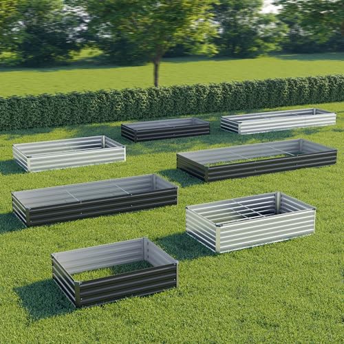 zunatu 8x2x1 ft(2 Pack) Galvanized Raised Garden Bed,Outdoor Planter