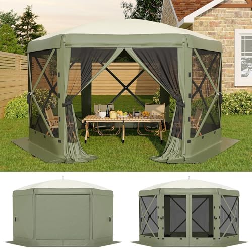 13FT Pop-Up Gazebo Tent with Mesh Netting & Removable Wind Cloths