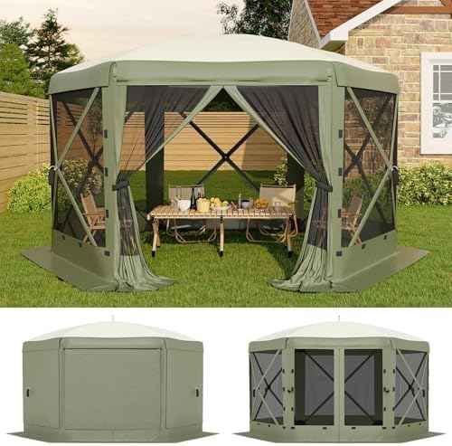 13FT Pop-Up Gazebo Tent with Mesh Netting & Removable Wind Cloths