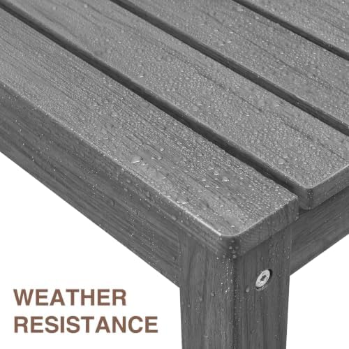 Psilvam 47" HDPE Outdoor Bench for 2-Person, 700 LBS Capacity, Light Grey