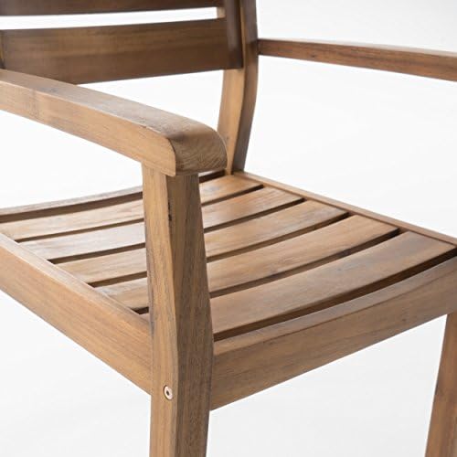 Christopher Knight Home Stamford Outdoor Acacia Wood Dining Chairs, 2-Pcs Set, Teak Finish