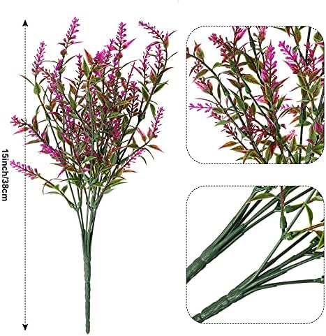 WILLBOND 12 Bundles Outdoor Artificial Flowers Lavender Flowers UV Resistant Plants Fake Bushes Faux Greenery Plants for Table Centerpiece Home Planter Garden Patio Front Porch Yard Decor(Mixed)