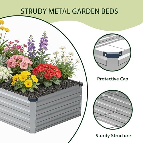 zunatu 8x2x1 ft(2 Pack) Galvanized Raised Garden Bed,Outdoor Planter