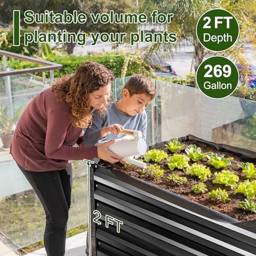 5 x 5 x 1 Ft Galvanized Metal Raised Garden Bed Large Planter Tall