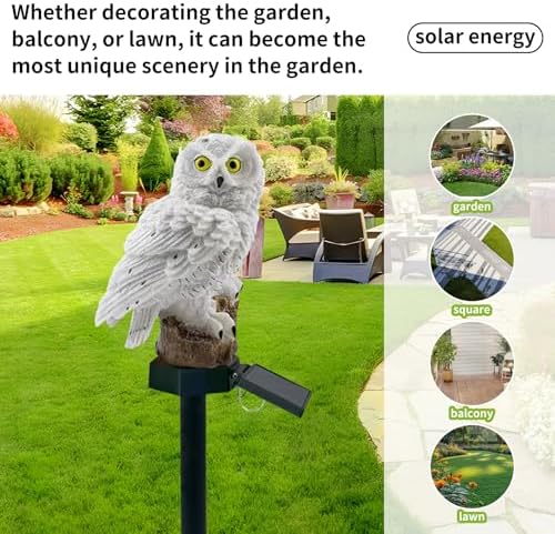 2 Pack Owl Figure Solar LED Lights, Resin Garden Waterproof Decorations with Stake for Outdoor Yard Pathway Outside Patio Lawn Decor