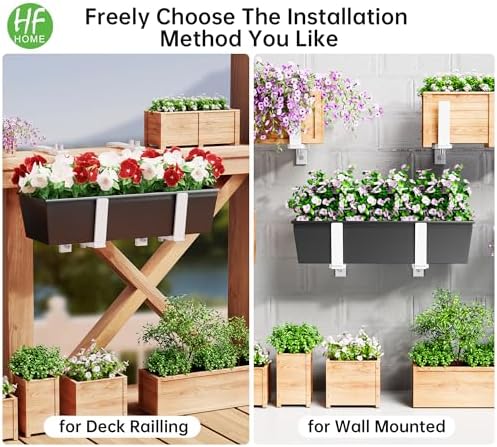 HFHOME Set of 2 Adjustable Window Planter Box Brackets, White Brackets