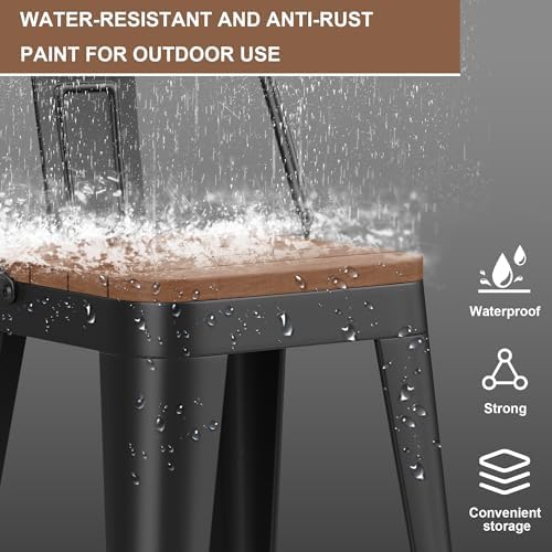 HAOBO Home 24" Outdoor Barstools Patio Stool Metal Bar Stools Set of 4