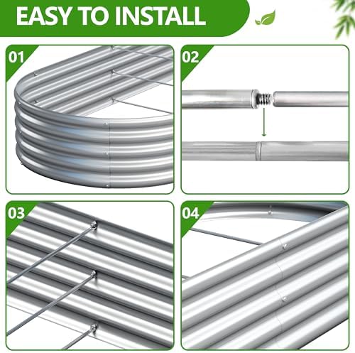 2PCS 8x2x1ft Galvanized Metal Raised Garden Bed Kit,Outdoor Planter Box Vegetables,Flowers,Herbs Durable Rust-Resistant Patio Gardening Beds