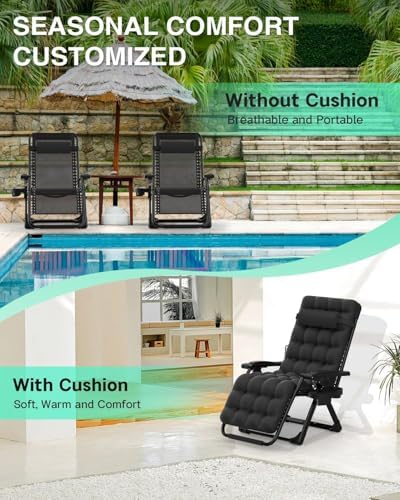ZENPETIO Zero Gravity Chair, Reclining Camping Chairs w/Removable Cushion