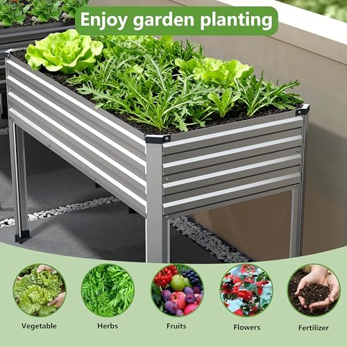 2PCS 48×24×30in Galvanized Raised Garden Bed,Metal Elevated Planter