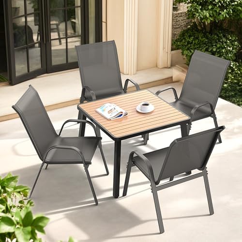 Patio Chairs Set of 4, All Weather Outdoor Dining Chairs
