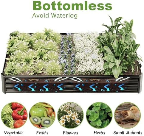 8x4x1ft(2 Pack) Raised Garden Bed Kit, Galvanized Planter Garden Boxes