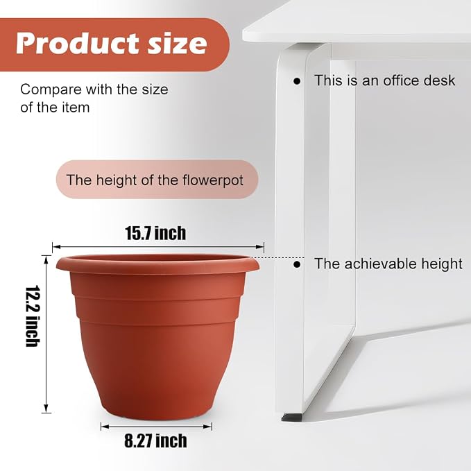 3 Pack Large 16 Inch Plastic Plant Pots - Image 2