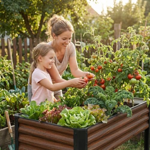 SnugNiture Raised Garden Bed with Legs, 48×18×32in, Brown