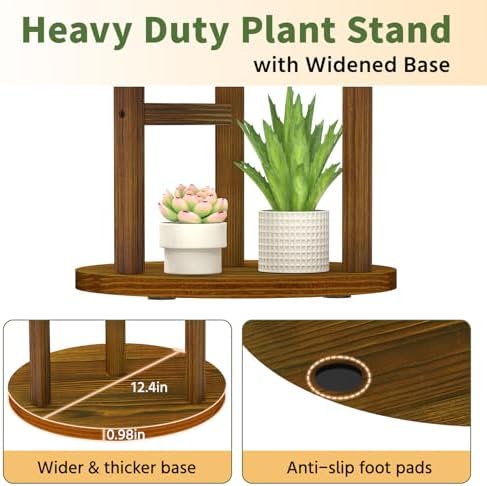 LASZOLA Wood Small Plant Stand Table Tall for Indoor Corner, 3 Tier Brown