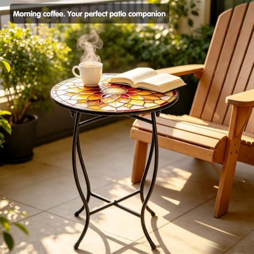 14" Outdoor Side Table, Rust Proof Small Metal Side Table for Balcony