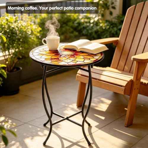14" Outdoor Side Table, Rust Proof Small Metal Side Table for Balcony
